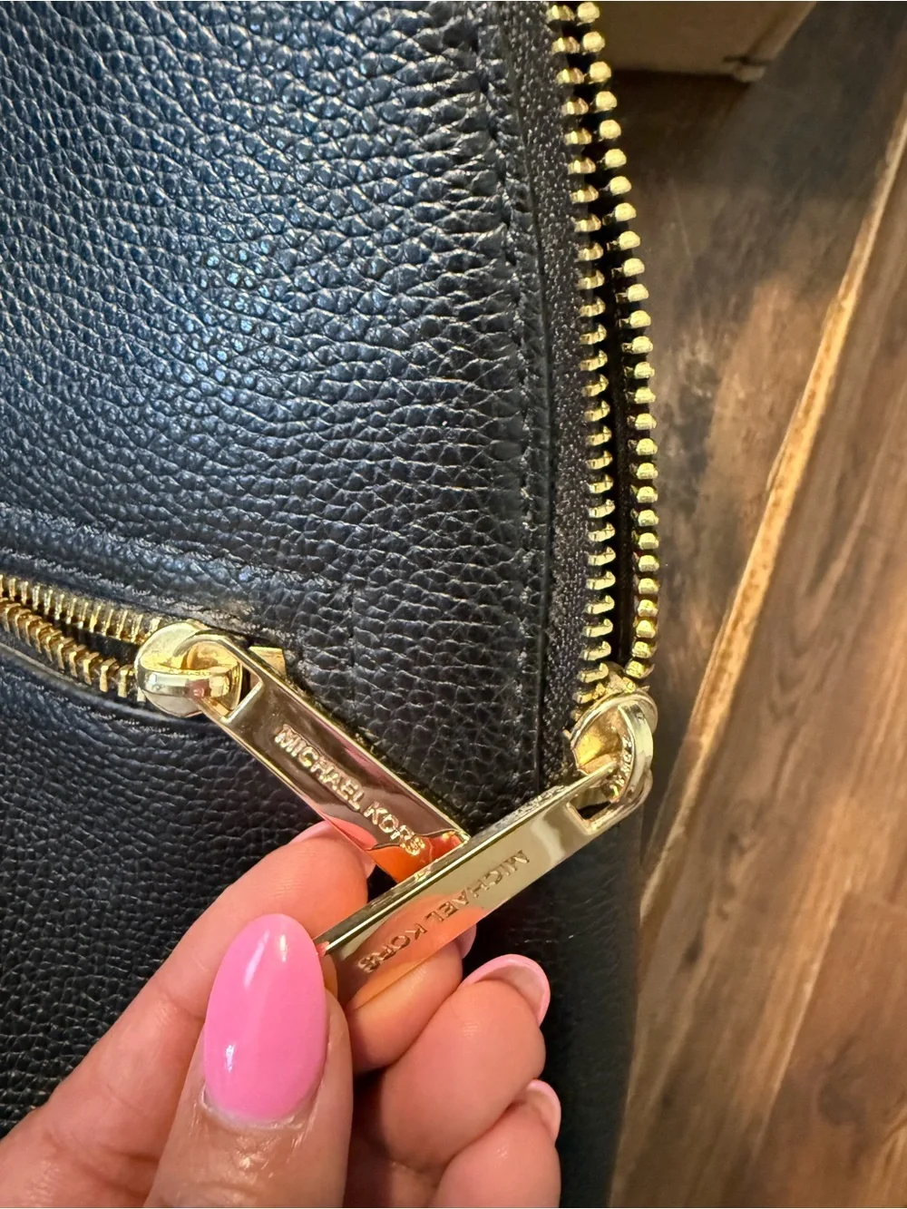MICHAEL KORS Black Pebbled Leather Backpack